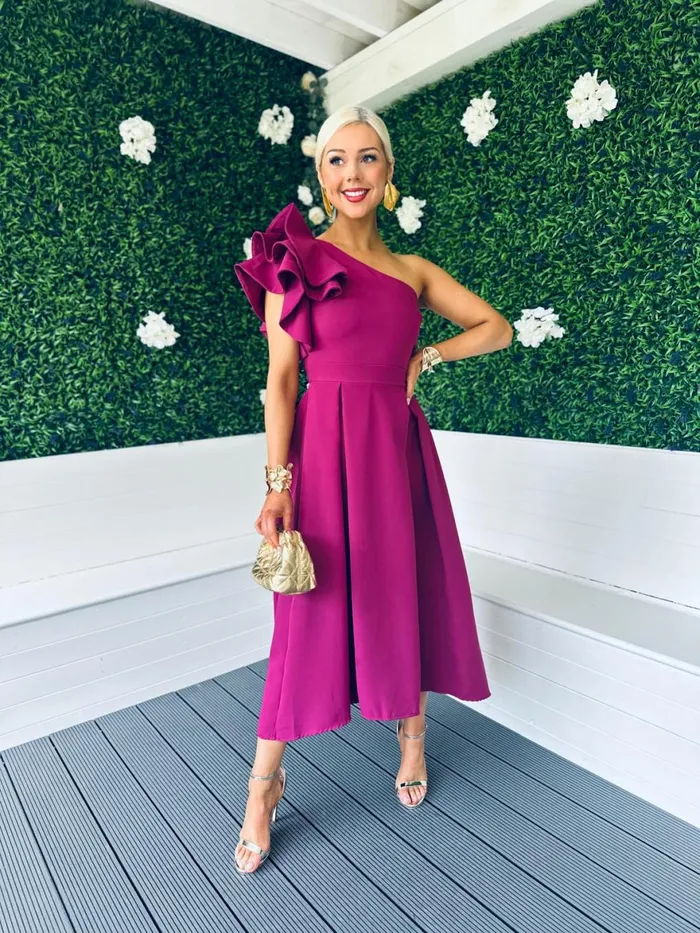 Women Maxi Canella Lane Trudy Detailed Occasion Dress Berry