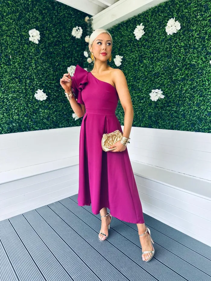 Women Maxi Canella Lane Trudy Detailed Occasion Dress Berry