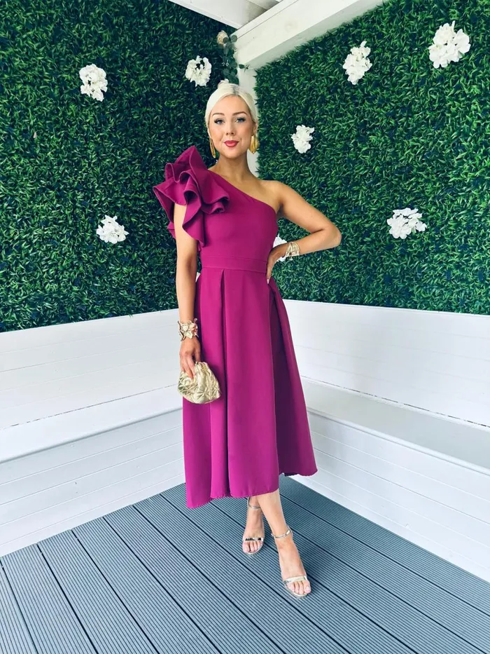Women Maxi Canella Lane Trudy Detailed Occasion Dress Berry