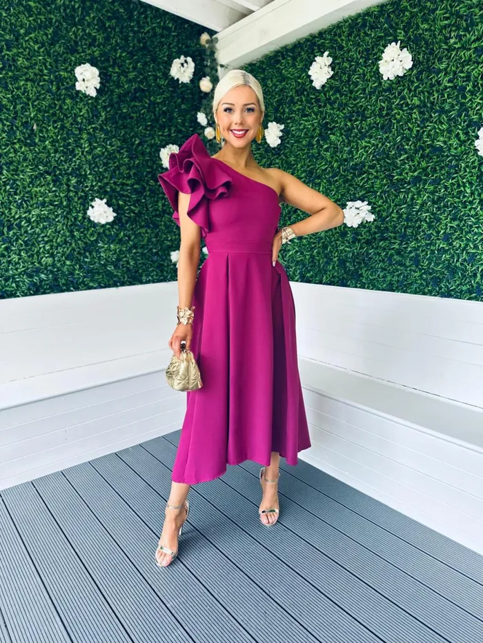 Women Maxi Canella Lane Trudy Detailed Occasion Dress Berry