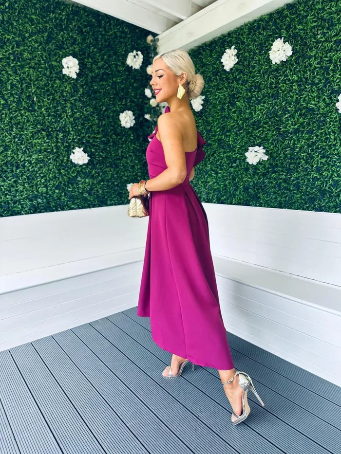 Women Maxi Canella Lane Trudy Detailed Occasion Dress Berry