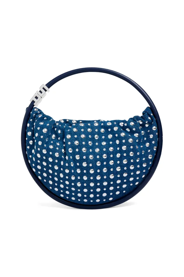 Women Medium Domino Bag In Denim And Studs Blue Studs Blue Sonia Rykiel Le Domino