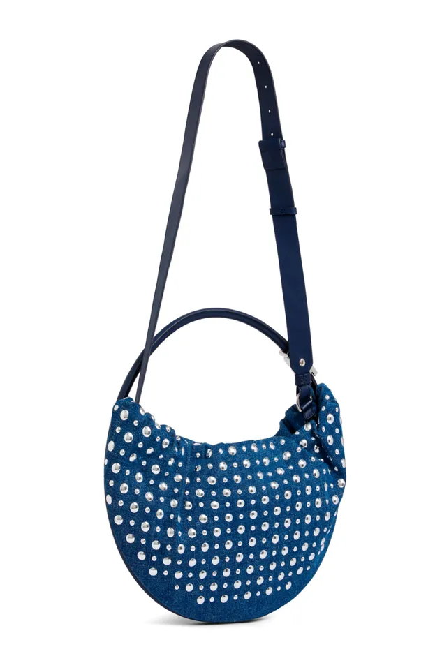 Women Medium Domino Bag In Denim And Studs Blue Studs Blue Sonia Rykiel Le Domino