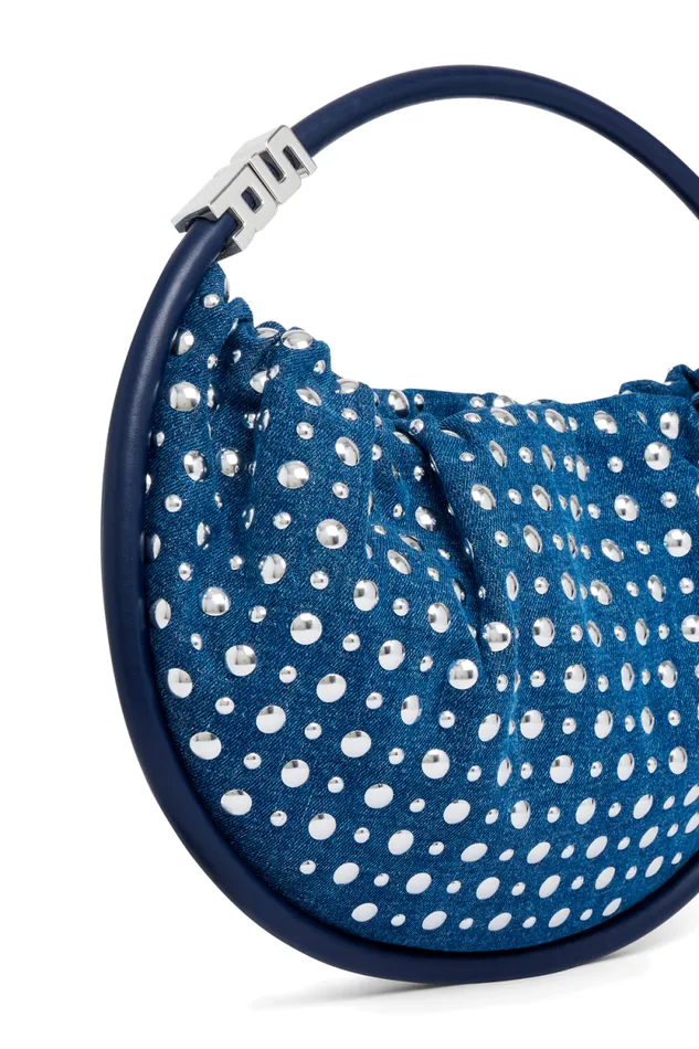 Women Medium Domino Bag In Denim And Studs Blue Studs Blue Sonia Rykiel Le Domino