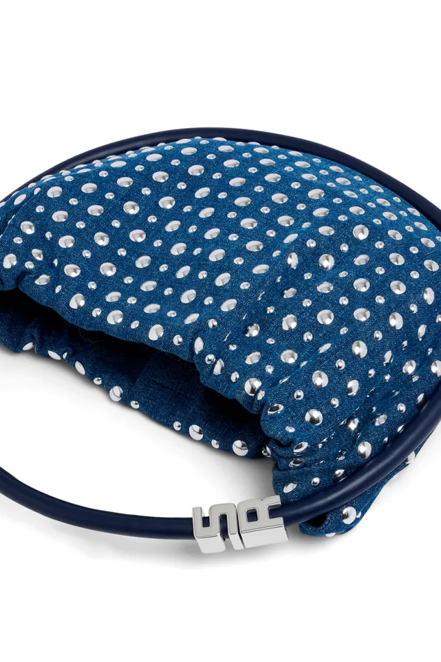 Women Medium Domino Bag In Denim And Studs Blue Studs Blue Sonia Rykiel Le Domino