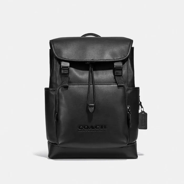 WomenMen League Flap Backpack Black Copperblack Coach Backpacks