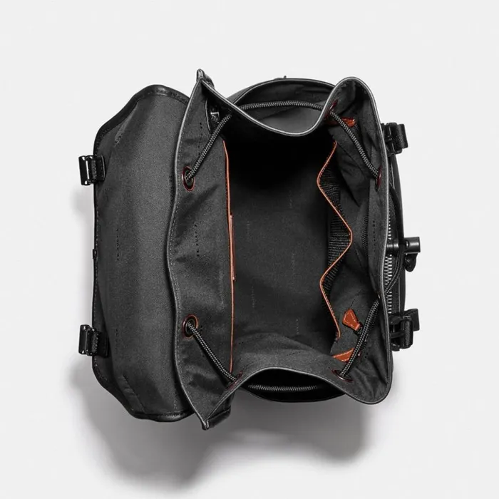 WomenMen League Flap Backpack Black Copperblack Coach Backpacks