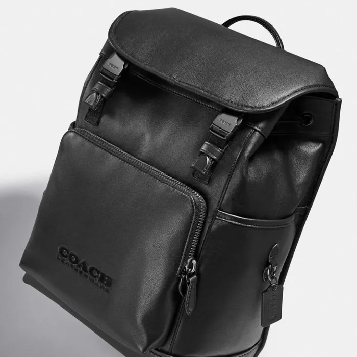 WomenMen League Flap Backpack Black Copperblack Coach Backpacks