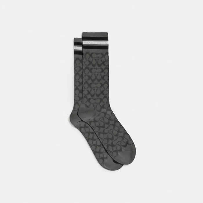 WomenMen Signature Socks Charcoal Signature Multi Coach Hats Scarves and Gloves