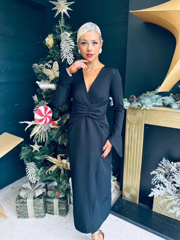 Women Midi Canella Lane Arabella Detailed Occasion Dress Black