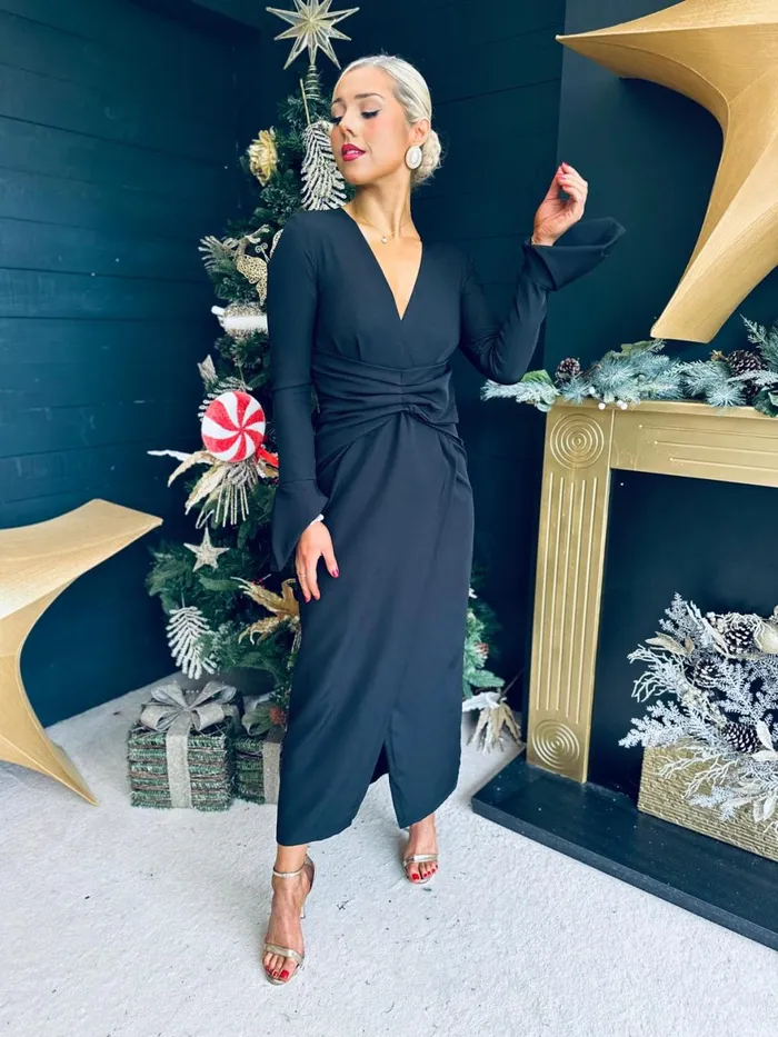 Women Midi Canella Lane Arabella Detailed Occasion Dress Black