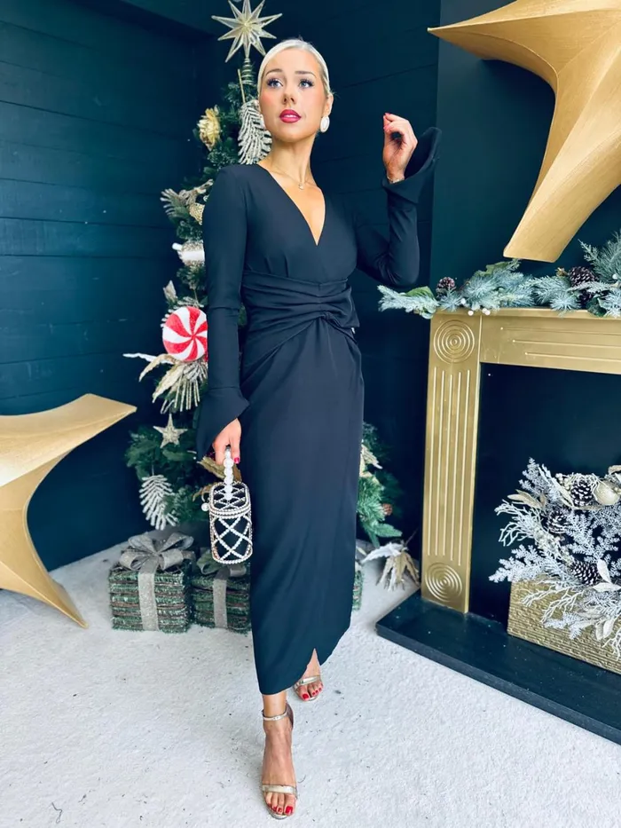 Women Midi Canella Lane Arabella Detailed Occasion Dress Black