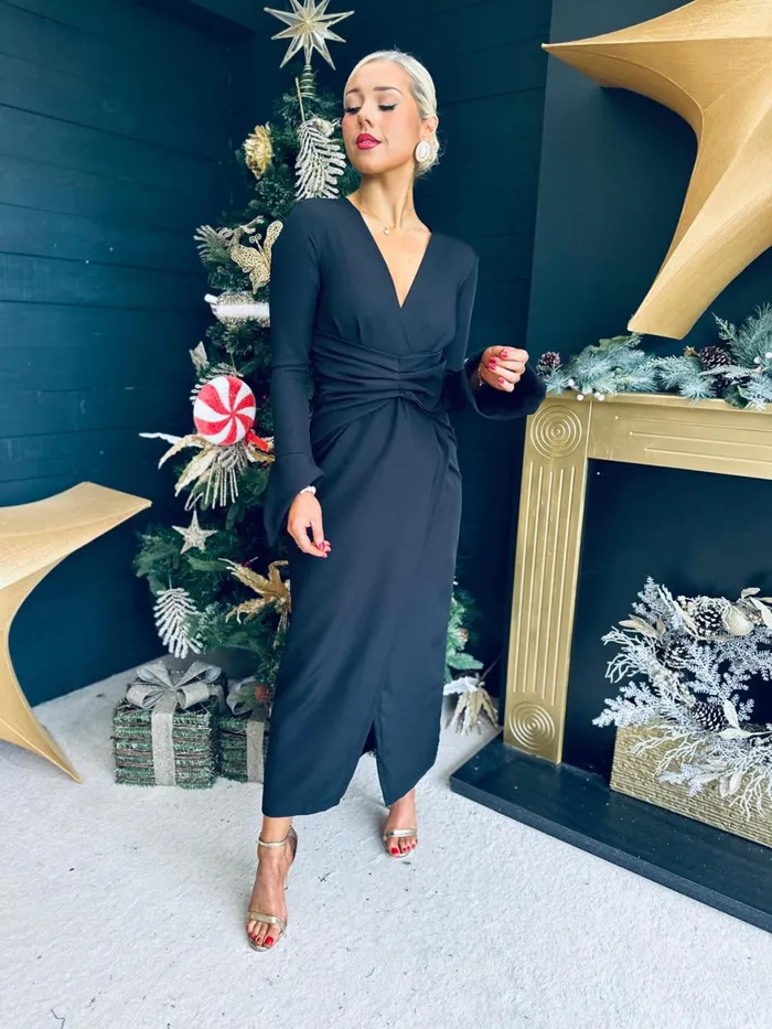 Women Midi Canella Lane Arabella Detailed Occasion Dress Black