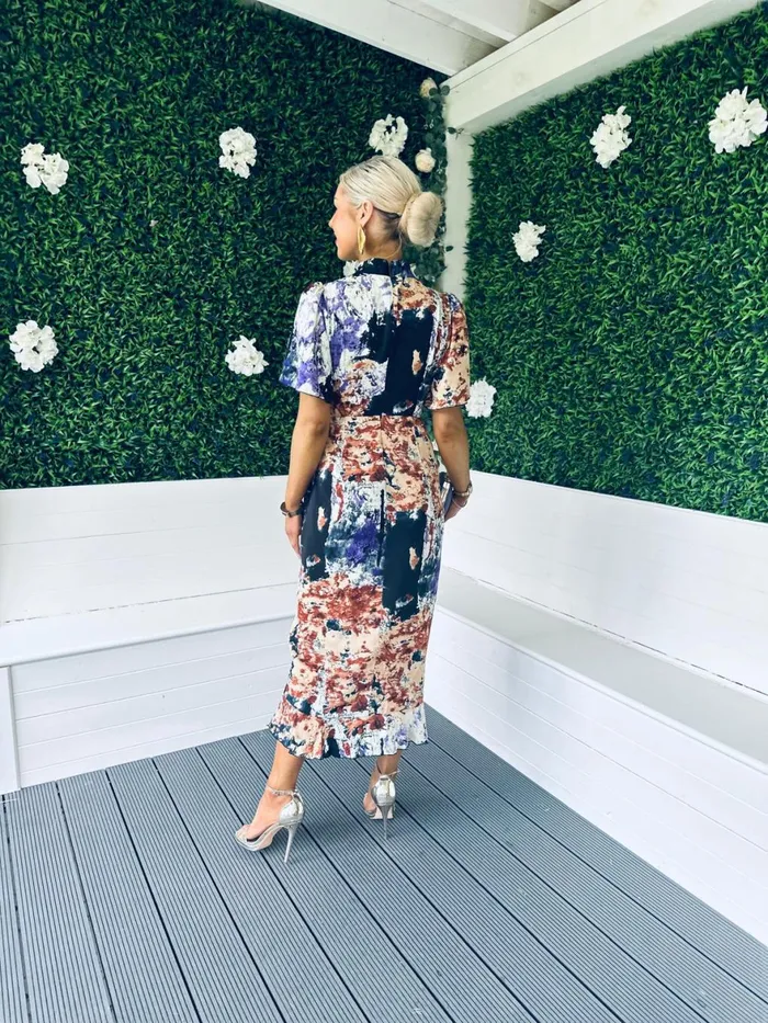 Women Midi Canella Lane Poesy High Neck Midi Dress Multi