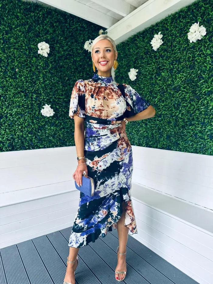 Women Midi Canella Lane Poesy High Neck Midi Dress Multi