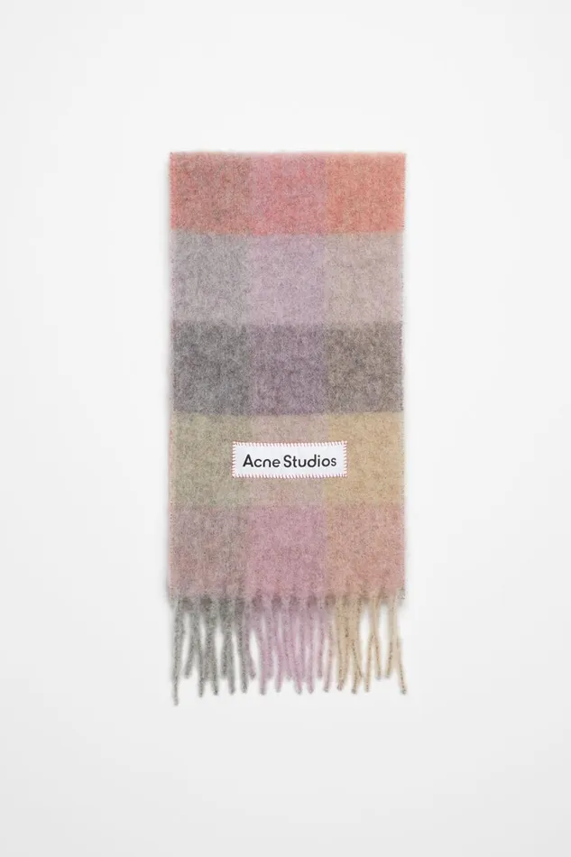 Women Mohair Checked Scarf Fuchsialilacpink Acne Studios Scarves