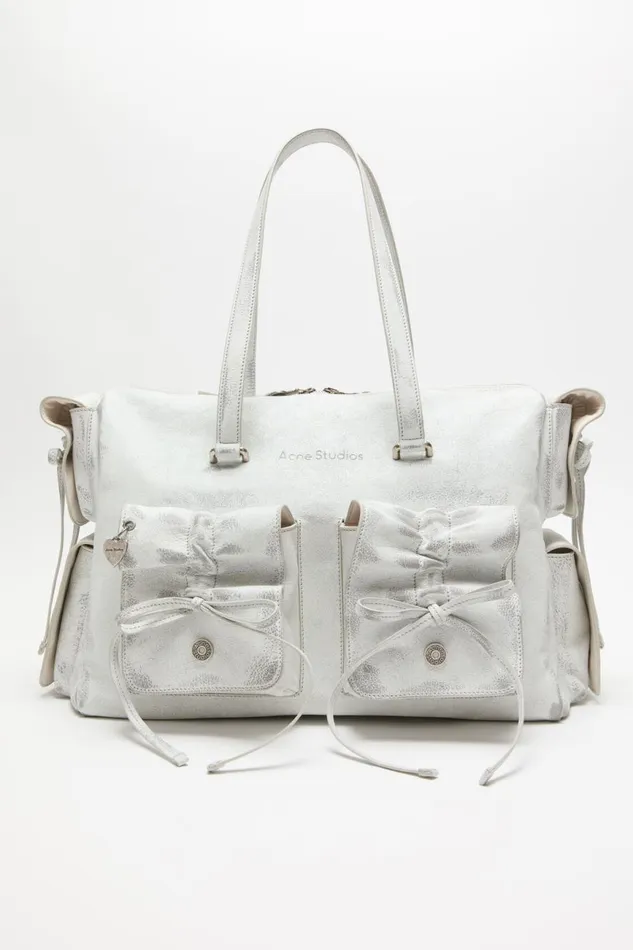 Women Multipocket Tote Bag Whitegrey Acne Studios Bags