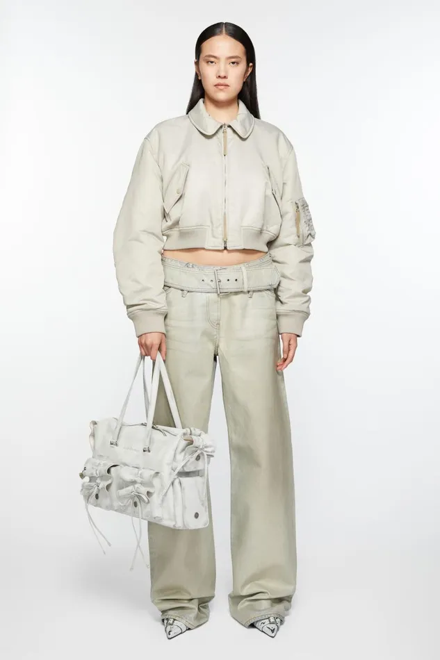 Women Multipocket Tote Bag Whitegrey Acne Studios Bags