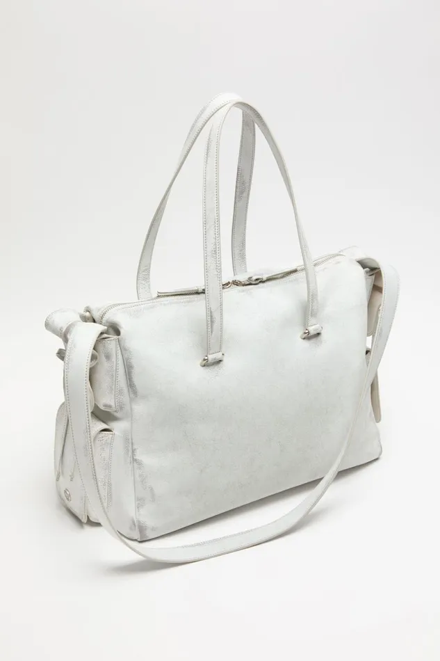 Women Multipocket Tote Bag Whitegrey Acne Studios Bags