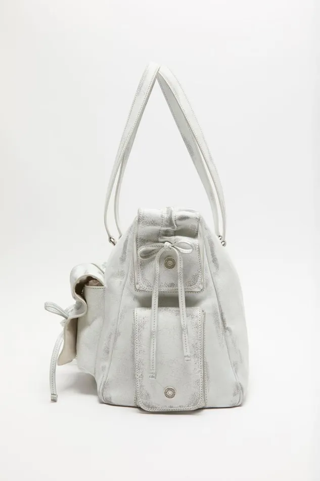 Women Multipocket Tote Bag Whitegrey Acne Studios Bags