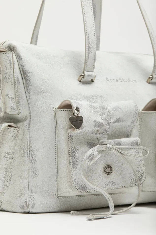 Women Multipocket Tote Bag Whitegrey Acne Studios Bags