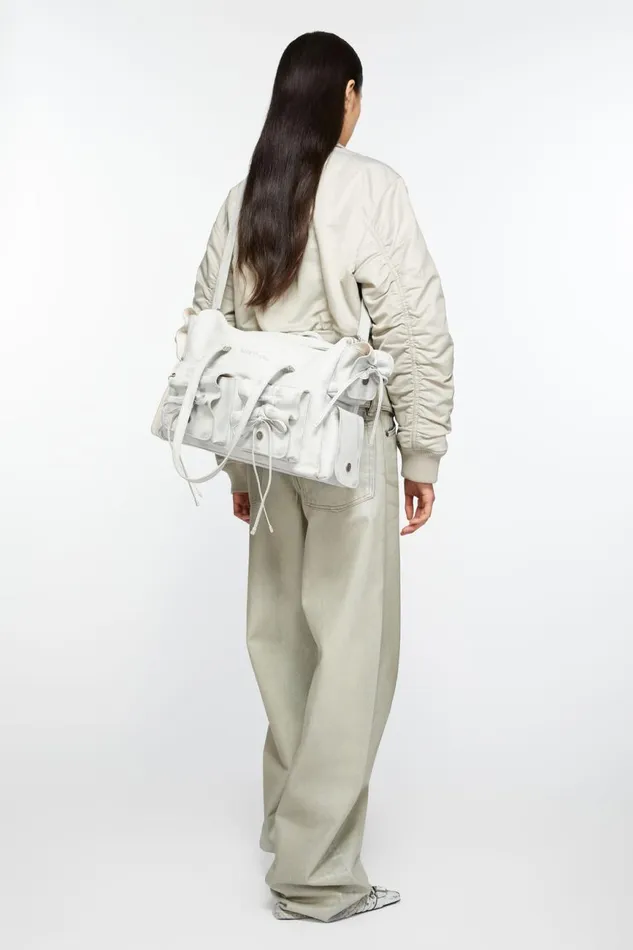 Women Multipocket Tote Bag Whitegrey Acne Studios Bags