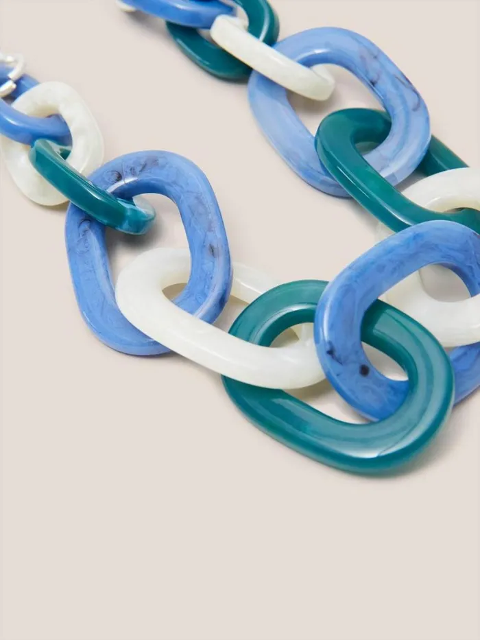 Women NECKLACES White Stuff Zalie Resin Chain Necklace Blue Multi