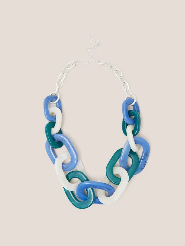 Women NECKLACES White Stuff Zalie Resin Chain Necklace Blue Multi Women NECKLACES White Stuff Zalie Resin Chain Necklace Blue Multi