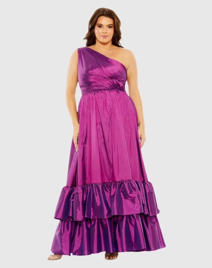 Women One Shoulder Asymmetrical Ruffle Hem Gown Turquoise Plus Size Dresses Mac Duggal Women One Shoulder Asymmetrical Ruffle Hem Gown Turquoise Plus Size Dresses Mac Duggal