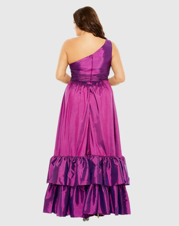 Women One Shoulder Asymmetrical Ruffle Hem Gown Turquoise Plus Size Dresses Mac Duggal Women One Shoulder Asymmetrical Ruffle Hem Gown Turquoise Plus Size Dresses Mac Duggal