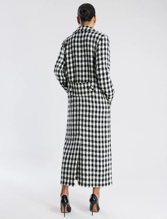 Women Outerwear BCBG IvoryBlack Checkered Coat Ivoryblk Checkered Plaid