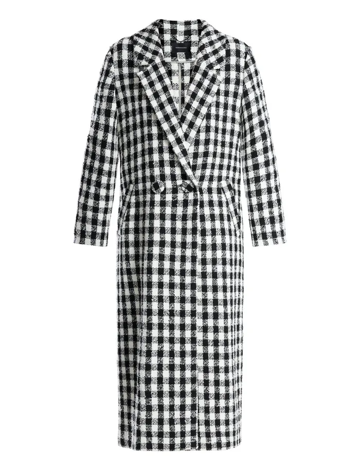 Women Outerwear BCBG IvoryBlack Checkered Coat Ivoryblk Checkered Plaid