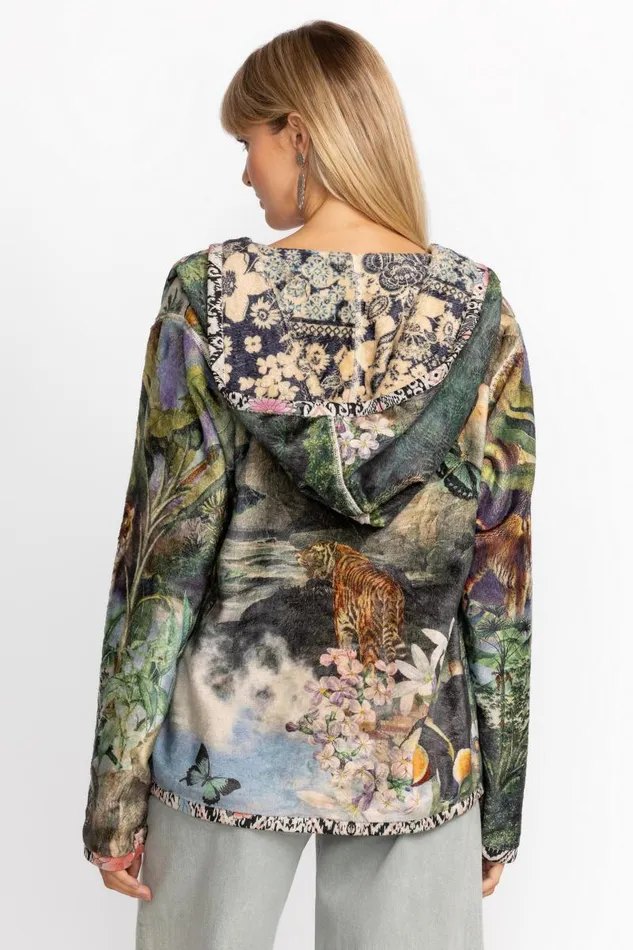 Women Outerwear Johnny Was JOAN SHERPA JACKET Rawi Scarf Print Women Outerwear Johnny Was JOAN SHERPA JACKET Rawi Scarf Print