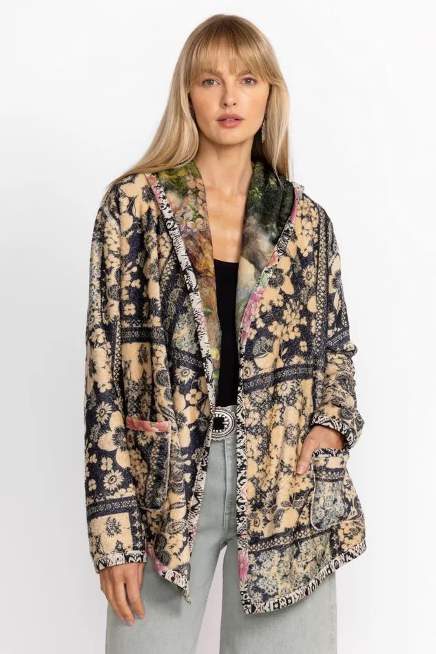 Women Outerwear Johnny Was JOAN SHERPA JACKET Rawi Scarf Print Women Outerwear Johnny Was JOAN SHERPA JACKET Rawi Scarf Print