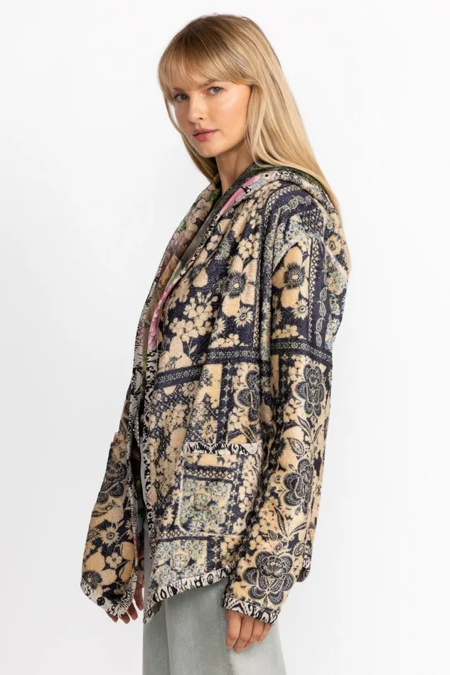 Women Outerwear Johnny Was JOAN SHERPA JACKET Rawi Scarf Print Women Outerwear Johnny Was JOAN SHERPA JACKET Rawi Scarf Print