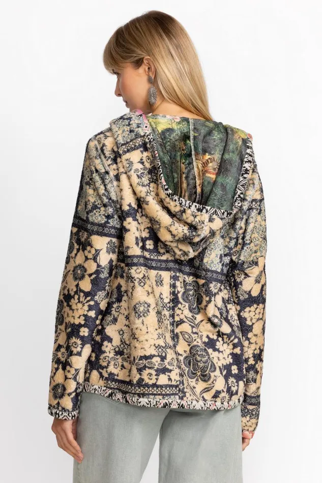 Women Outerwear Johnny Was JOAN SHERPA JACKET Rawi Scarf Print Women Outerwear Johnny Was JOAN SHERPA JACKET Rawi Scarf Print
