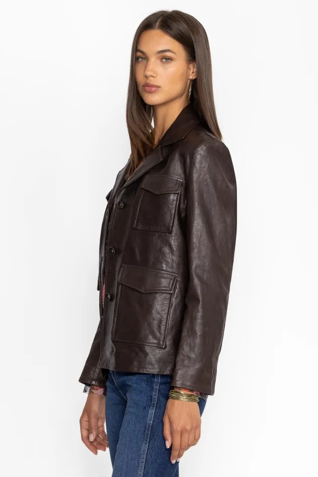 Women Outerwear Johnny Was PATCH POCKET ITALIAN LEATHER JACKET Chocolate Women Outerwear Johnny Was PATCH POCKET ITALIAN LEATHER JACKET Chocolate