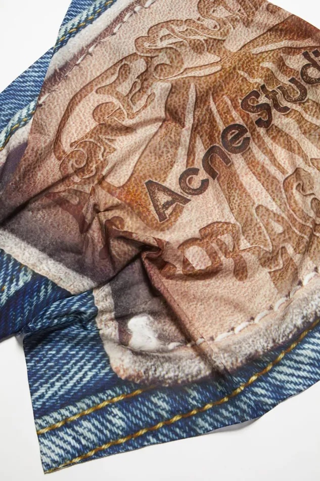 Women Oversized Print Scarf Beigeblue Acne Studios Scarves