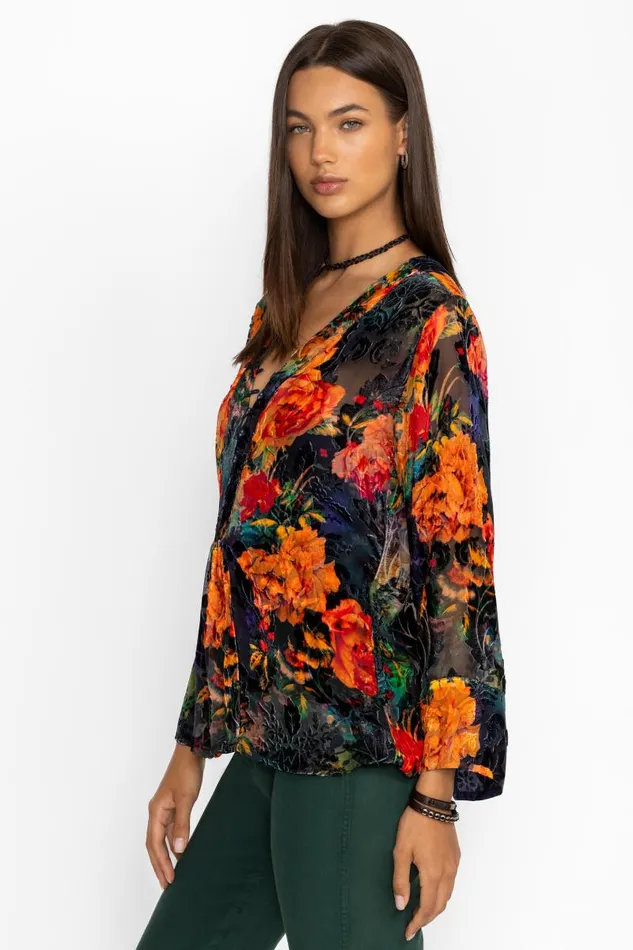 Women Petites Johnny Was BOTINA BURNOUT BLOUSE Catalina Blue Burnout Women Petites Johnny Was BOTINA BURNOUT BLOUSE Catalina Blue Burnout