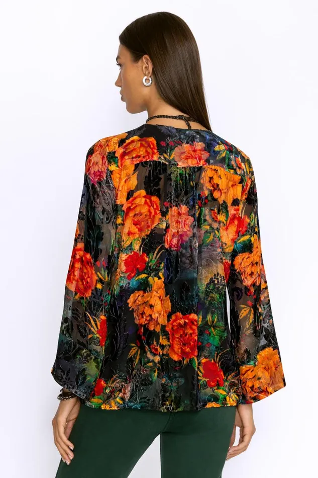 Women Petites Johnny Was BOTINA BURNOUT BLOUSE Catalina Blue Burnout Women Petites Johnny Was BOTINA BURNOUT BLOUSE Catalina Blue Burnout