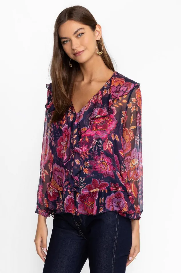 Women Petites Johnny Was KIKO RUFFLE BLOUSE Petria Women Petites Johnny Was KIKO RUFFLE BLOUSE Petria