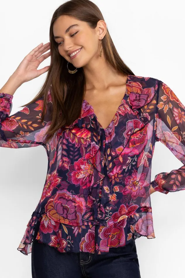 Women Petites Johnny Was KIKO RUFFLE BLOUSE Petria Women Petites Johnny Was KIKO RUFFLE BLOUSE Petria
