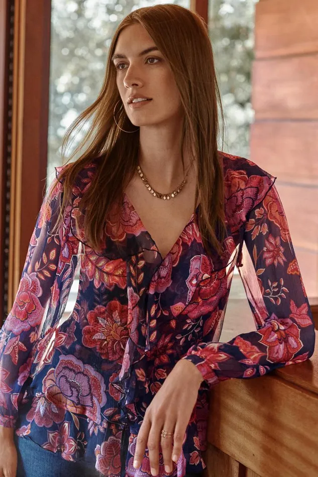 Women Petites Johnny Was KIKO RUFFLE BLOUSE Petria Women Petites Johnny Was KIKO RUFFLE BLOUSE Petria
