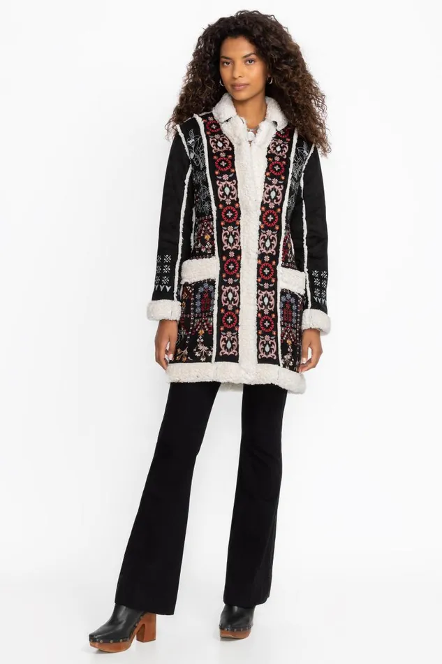 Women Petites Johnny Was LORI SUEDE SHERPA JACKET Black Women Petites Johnny Was LORI SUEDE SHERPA JACKET Black
