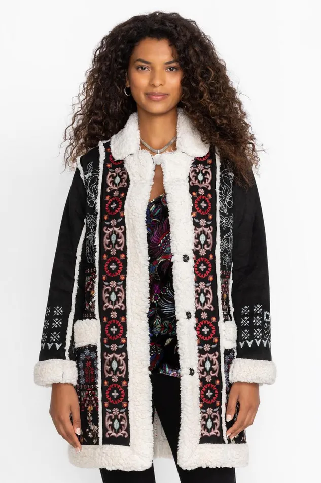 Women Petites Johnny Was LORI SUEDE SHERPA JACKET Black Women Petites Johnny Was LORI SUEDE SHERPA JACKET Black