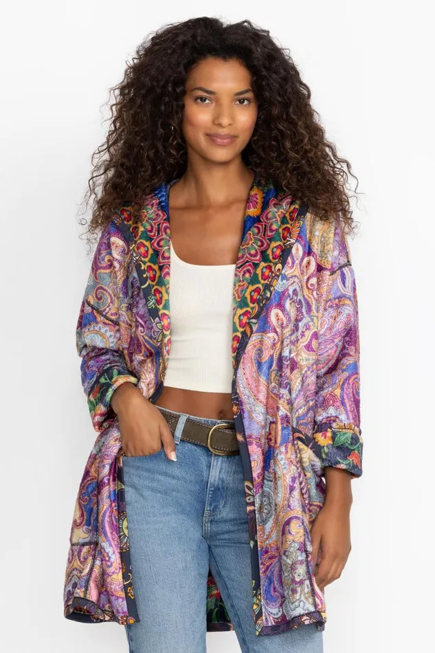 Women Plus Size Johnny Was JOAN POUCH POCKET SHERPA JACKET Darnahta Scarf Print Women Plus Size Johnny Was JOAN POUCH POCKET SHERPA JACKET Darnahta Scarf Print