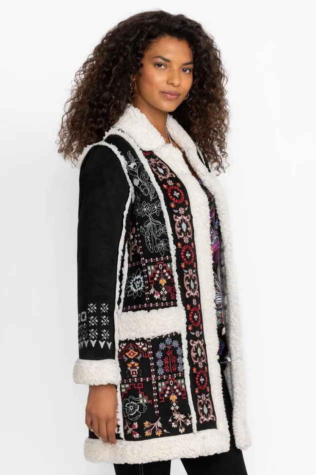 Women Plus Size Johnny Was LORI SUEDE SHERPA JACKET Black Women Plus Size Johnny Was LORI SUEDE SHERPA JACKET Black