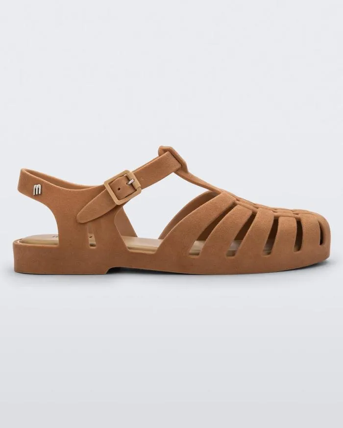 Women Possession Velvet Beige Flocked Melissa Sandals