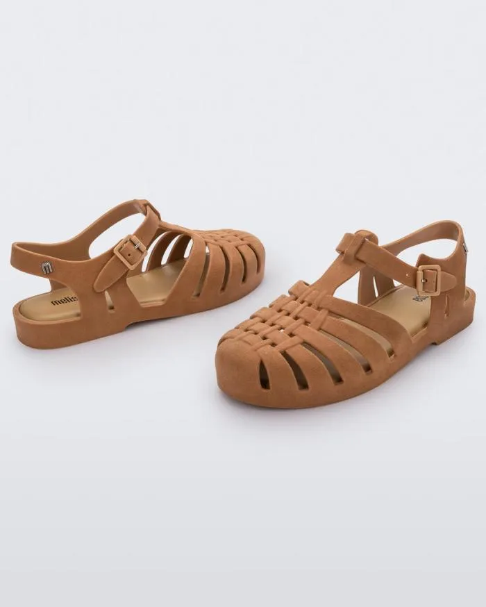 Women Possession Velvet Beige Flocked Melissa Sandals