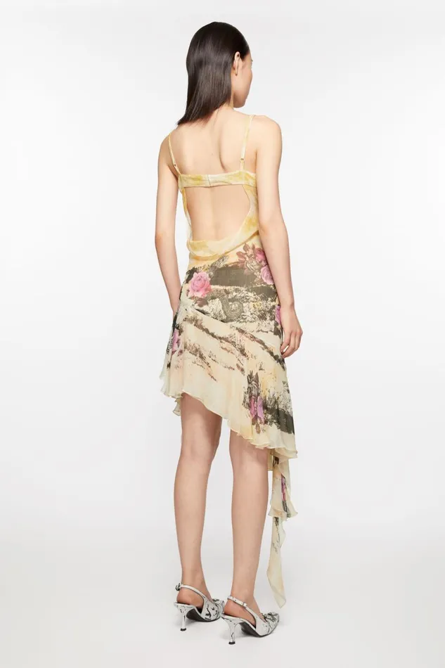 Women Printed Strap Dress Multi Yellow Acne Studios Dresses